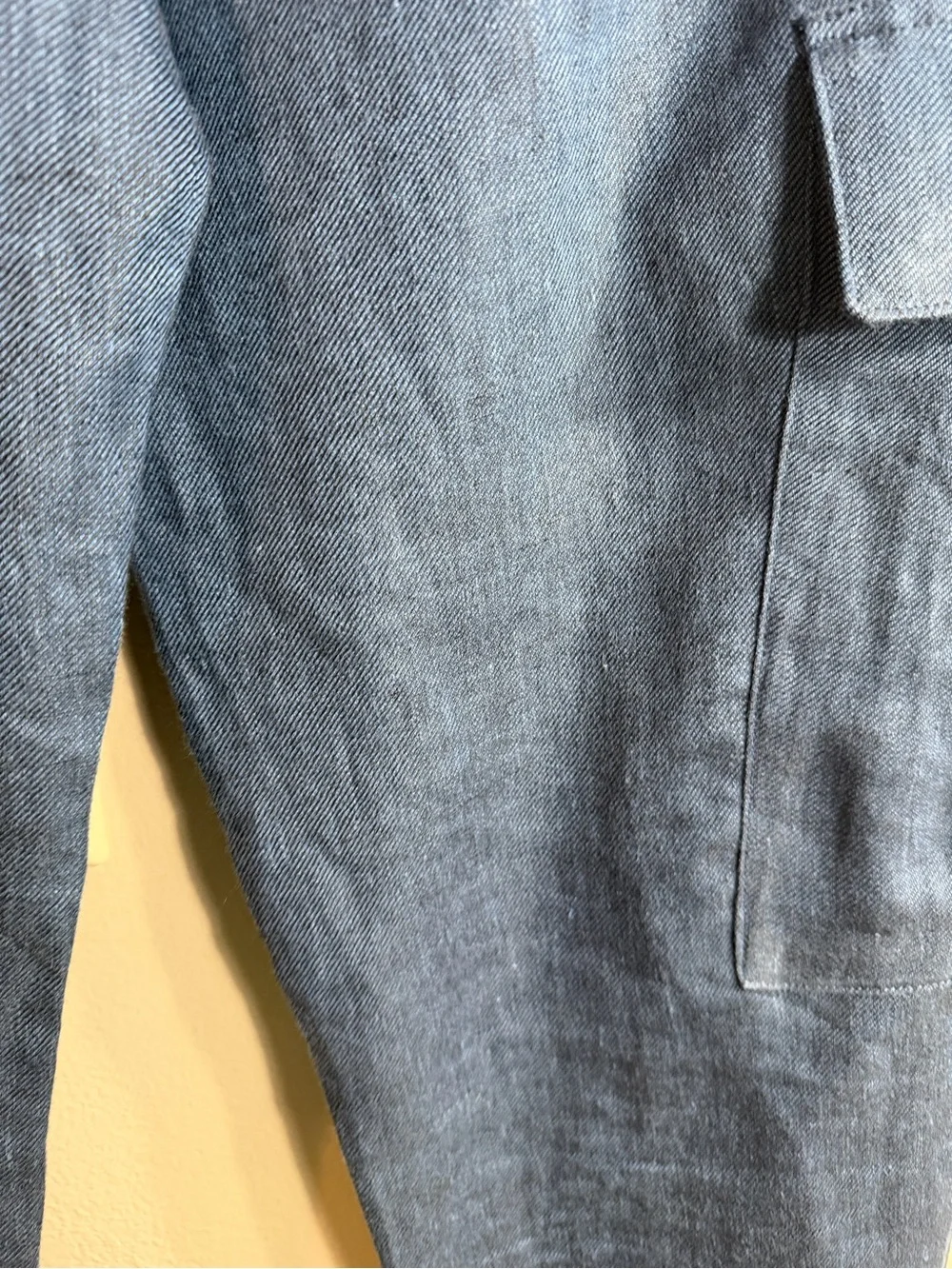Banana Republic 100% Linen Cargo Pants Blue Utility Ankle Size 6